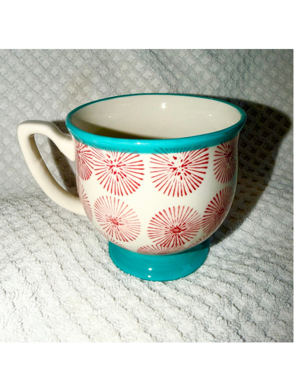 NWOT The Pioneer Woman Happiness 16oz Coffee Tea Mug Foot Starburst Design